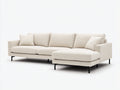 Ecksofa mit Strukturstoff 290 x 175 x 84 cm - Cremeweiß - Mit Chaiselongue und Metallfüßen