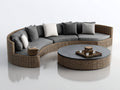 Gartensofa aus Polyrattan 360 x 220 x 78 cm - Braun und Dunkelgrau - Großes geschwungenes Lounge-Set mit rundem Couchtisch