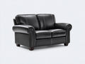 Zweisitzer Sofa mit lederähnlichem Bezug 162 x 91 x 89 cm - Schwarz - Klassisches Design mit gerollten Armlehnen und Kontrastnähten