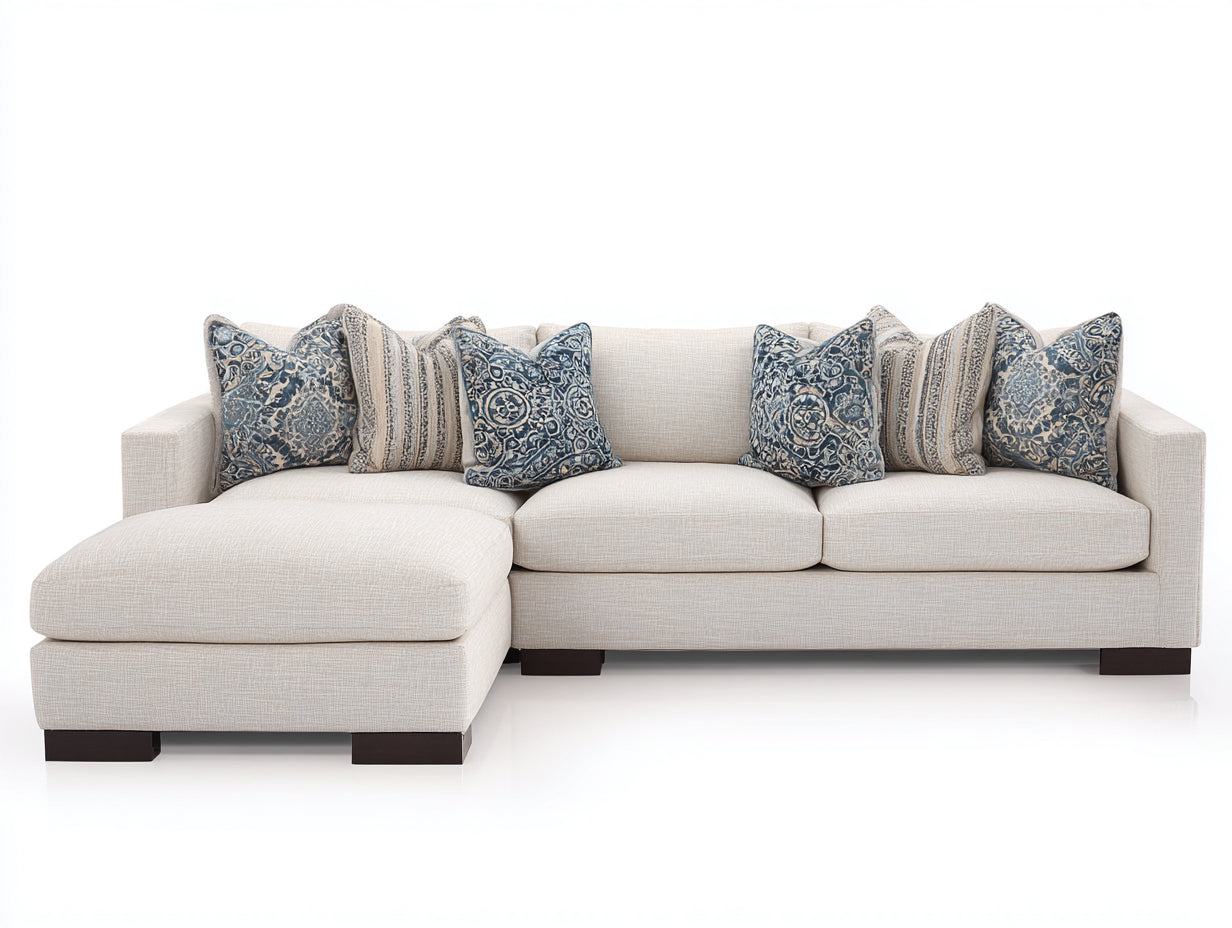 Ecksofa Webstoff 275 x 175 x 85 cm - Cremeweiß - moderne L-Form mit breiter Recamiere