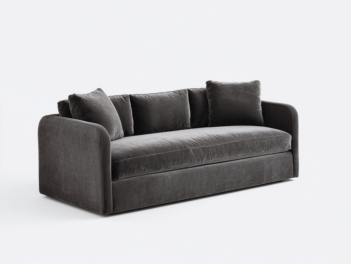 Zweisitzer Sofa mit samtigem Stoffbezug 218 x 94 x 84 cm - Anthrazit - Modernes Design für Wohnzimmer