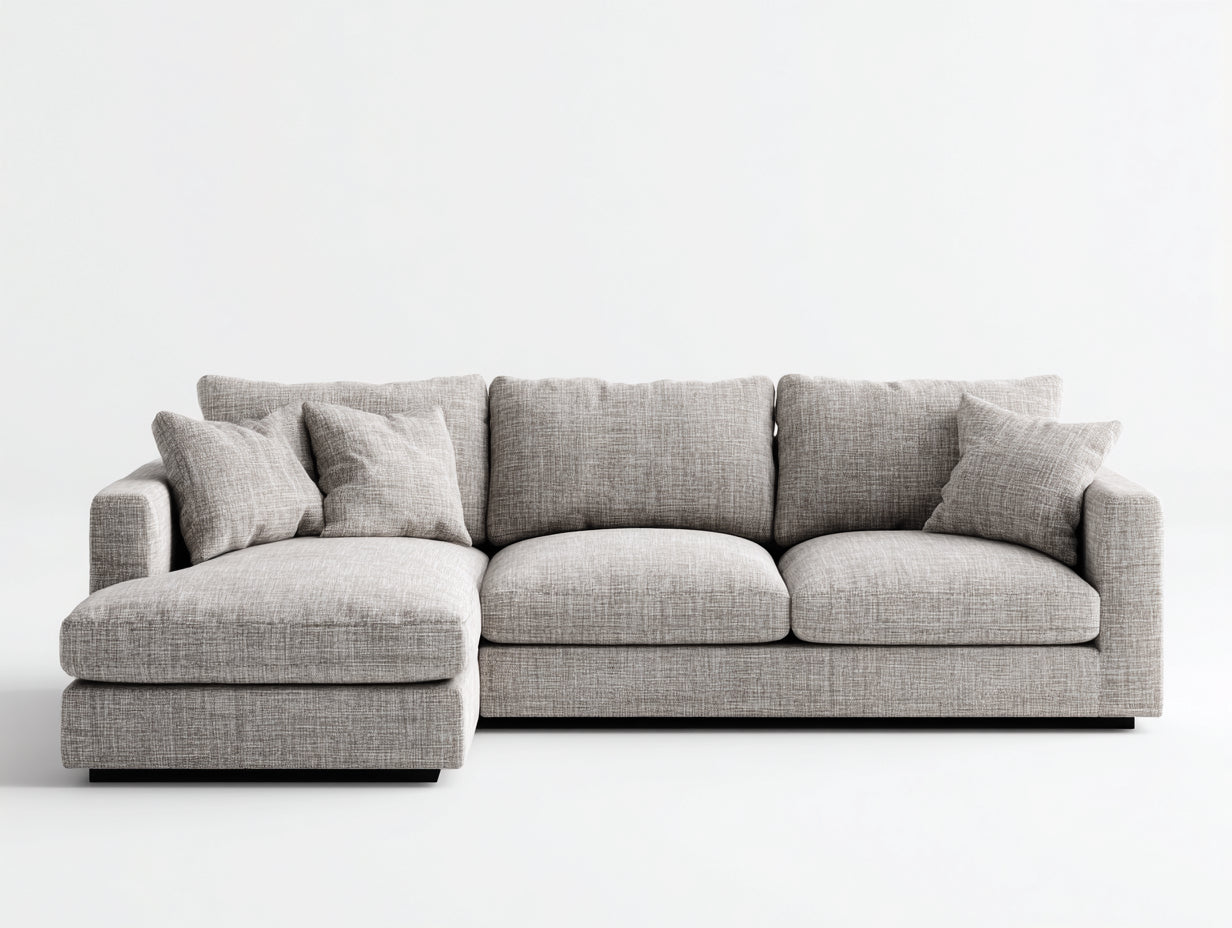 Ecksofa mit strukturiertem Stoffbezug - Hellgrau - ca. 285 x 170 x 88 cm - Modernes Design mit breiter Recamiere für Wohnzimmer