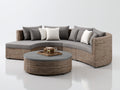 Gartensofa - Geschwungenes Lounge-Sofa aus Polyrattan mit rundem Couchtisch - 310 x 230 x 82 cm - Natur und Grau - 5 Sitzplätze - Modernes Design