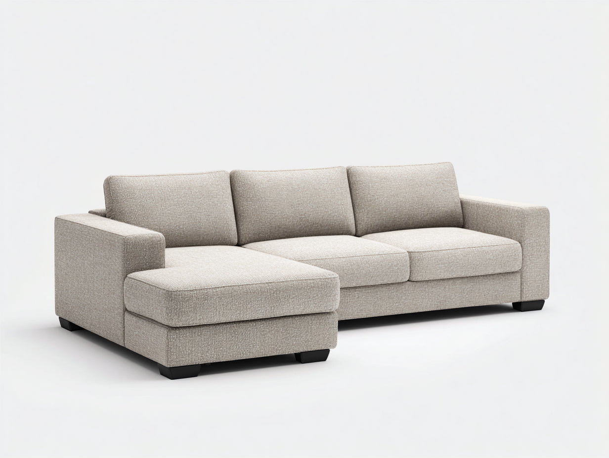 Ecksofa mit Ottomane und strukturiertem Stoffbezug 290 x 170 x 88 cm - Beige - Modernes Design für Wohnzimmer