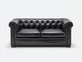 Zweisitzer Sofa mit Bezug in Lederoptik 202 x 92 x 78 cm - Schwarz - Chesterfield-Design für Wohnzimmer