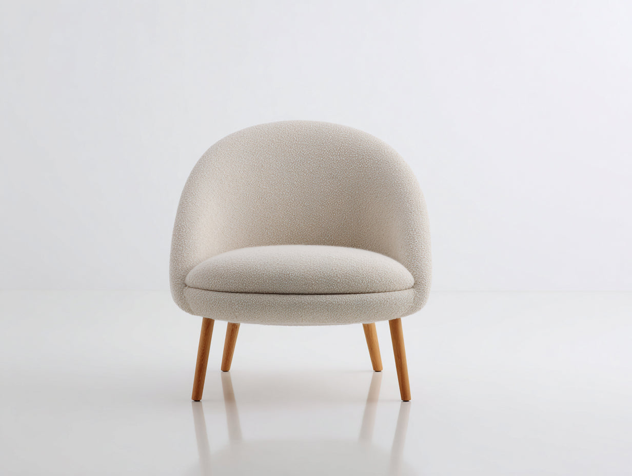 Sessel mit strukturiertem Stoffbezug 78 x 76 x 80 cm - Cremeweiß - Abgerundetes Design für Wohnzimmer