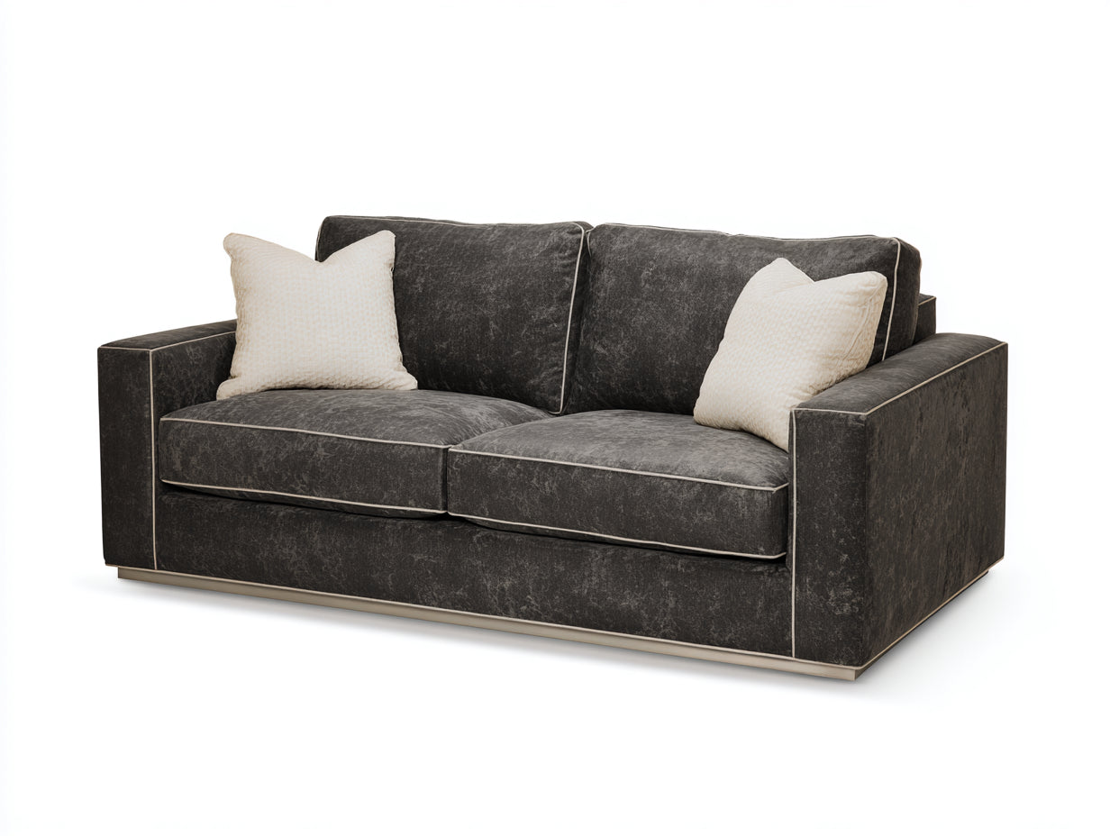 Zweisitzer Sofa aus samtähnlichem Stoff 178 x 94 x 86 cm - Anthrazit - Modernes Design mit Kontrastkeder für das Wohnzimmer