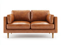 Zweisitzer Sofa mit Kunstlederpolsterung 185 x 92 x 88 cm - Cognacbraun - Modernes Retro-Design für Wohnzimmer
