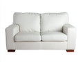 Zweisitzer Sofa mit lederähnlichem Bezug 165 x 92 x 88 cm - Cremeweiß - Klassisches Design mit breiten Armlehnen und Holzfüßen