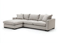 Ecksofa aus strukturiertem Webstoff 285 x 175 x 85 cm - Hellbeige - Modernes Wohnzimmersofa mit Ottomane und dunklen Blockfüßen
