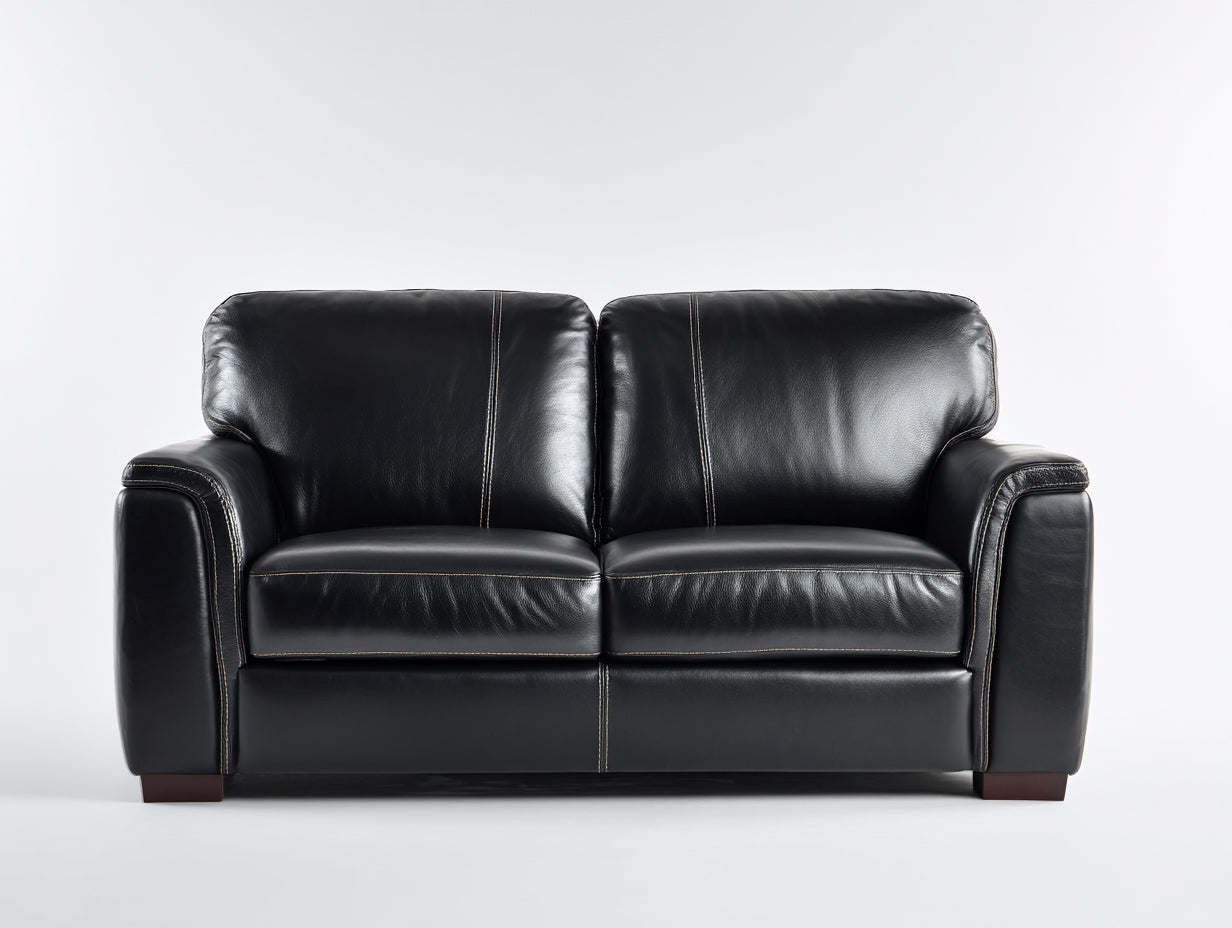 Zweisitzer Sofa mit Kunstlederpolsterung 172 x 91 x 89 cm - Schwarz - Klassisches Design für Wohnzimmer