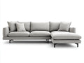 Ecksofa aus Webstoff 290 x 170 x 86 cm - Hellgrau - Modernes Design mit Ottomane und Metallfüßen