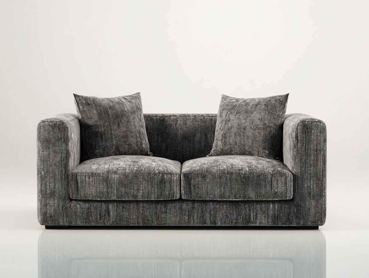 Zweisitzer Sofa mit Strukturstoffpolsterung 190 x 94 x 82 cm - Dunkelgrau - Modernes Design für Wohnzimmer