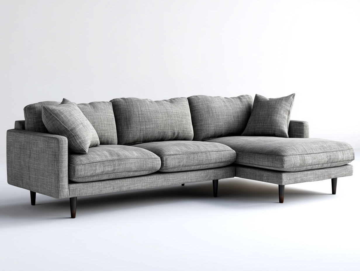 Ecksofa mit Stoffbezug 275 x 165 x 84 cm - Grau - Moderne Loungeform für Wohnzimmer und offene Wohnbereiche
