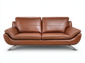 Zweisitzer Sofa mit lederähnlichem Bezug 198 x 95 x 88 cm - Cognacbraun - Modernes Design mit gepolsterten Armlehnen und Metallfüßen