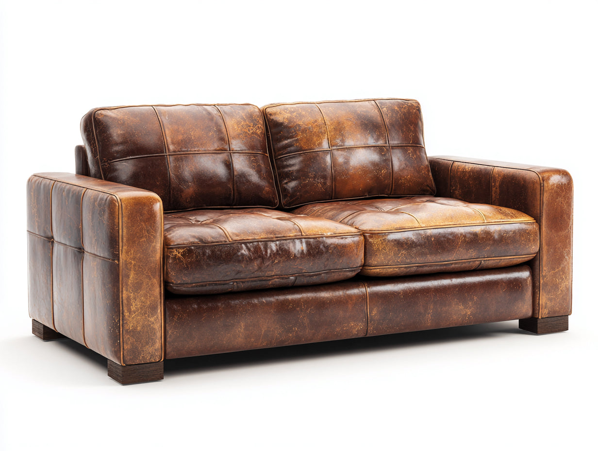 Zweisitzer Sofa Bezug in Lederoptik 158 x 86 x 84 cm - Braun - Vintage Design