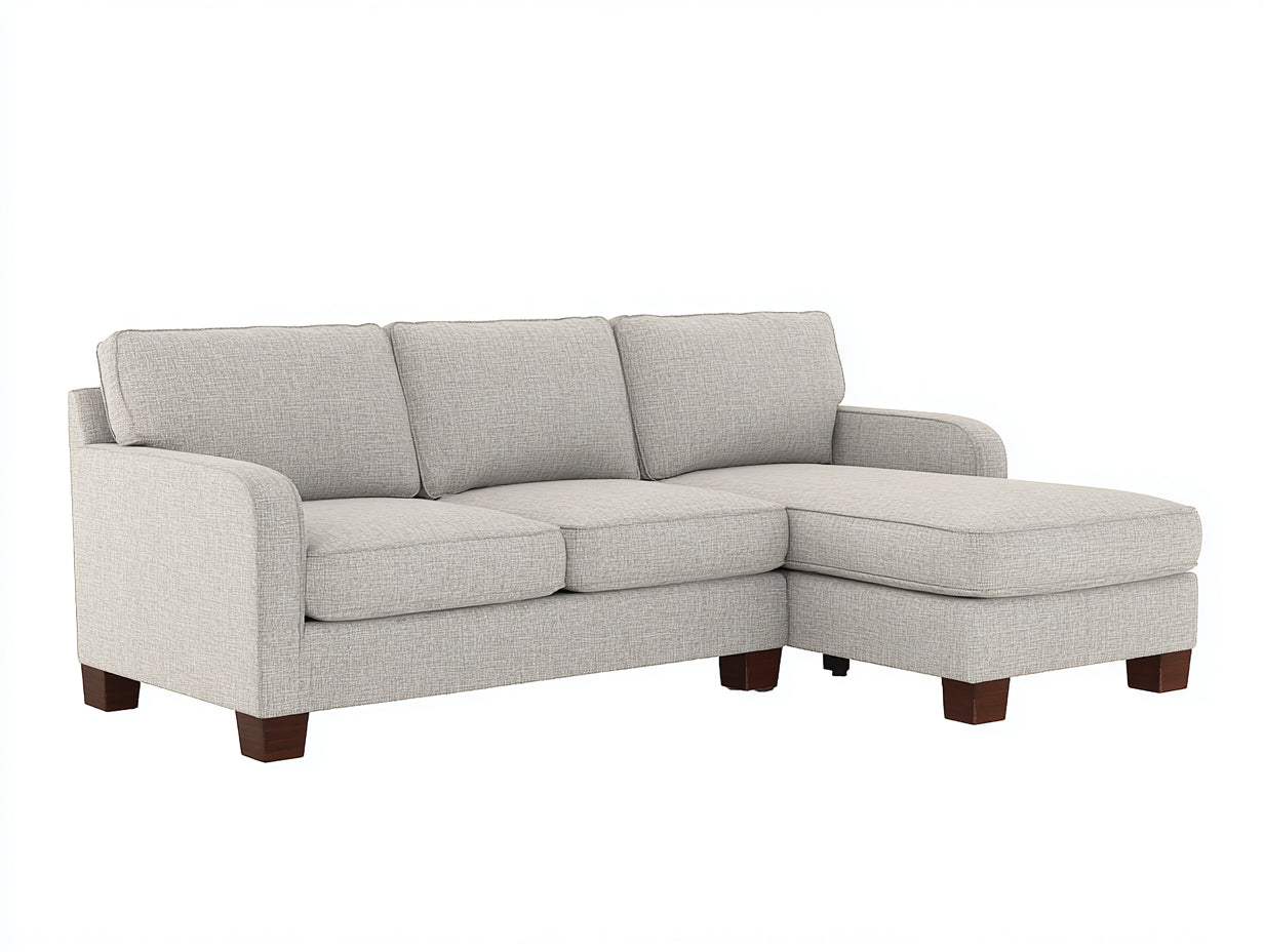 Ecksofa mit Ottomane und strukturiertem Stoffbezug 275 x 165 x 90 cm - Hellbeige - Zeitloses Design für Wohnzimmer