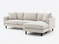 Ecksofa mit cremeweißem Stoffbezug 260 x 165 x 85 cm - Schwarze Metallfüße - Modernes Lounge-Design