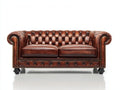 Zweisitzer Sofa mit Bezug in Lederoptik 205 x 94 x 76 cm - Cognacbraun - Chesterfield-Design für Wohnzimmer