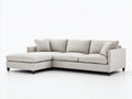 Ecksofa aus Webstoff 280 x 170 x 88 cm - Hellbeige - Zeitloses Design mit Ottomane und Holzfüßen für das Wohnzimmer