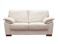 Zweisitzer Sofa mit Kunstlederpolsterung 180 x 95 x 90 cm - Cremeweiß - Klassisches Design für Wohnzimmer